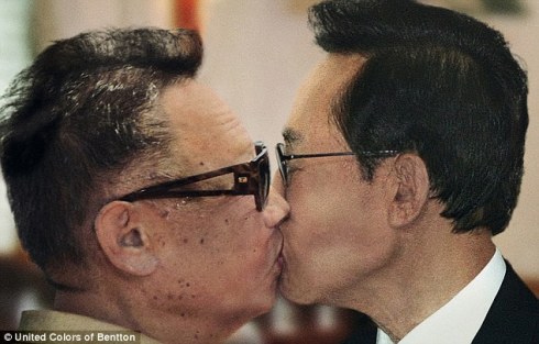 Benetton ad with North and South Korean leaders kissing